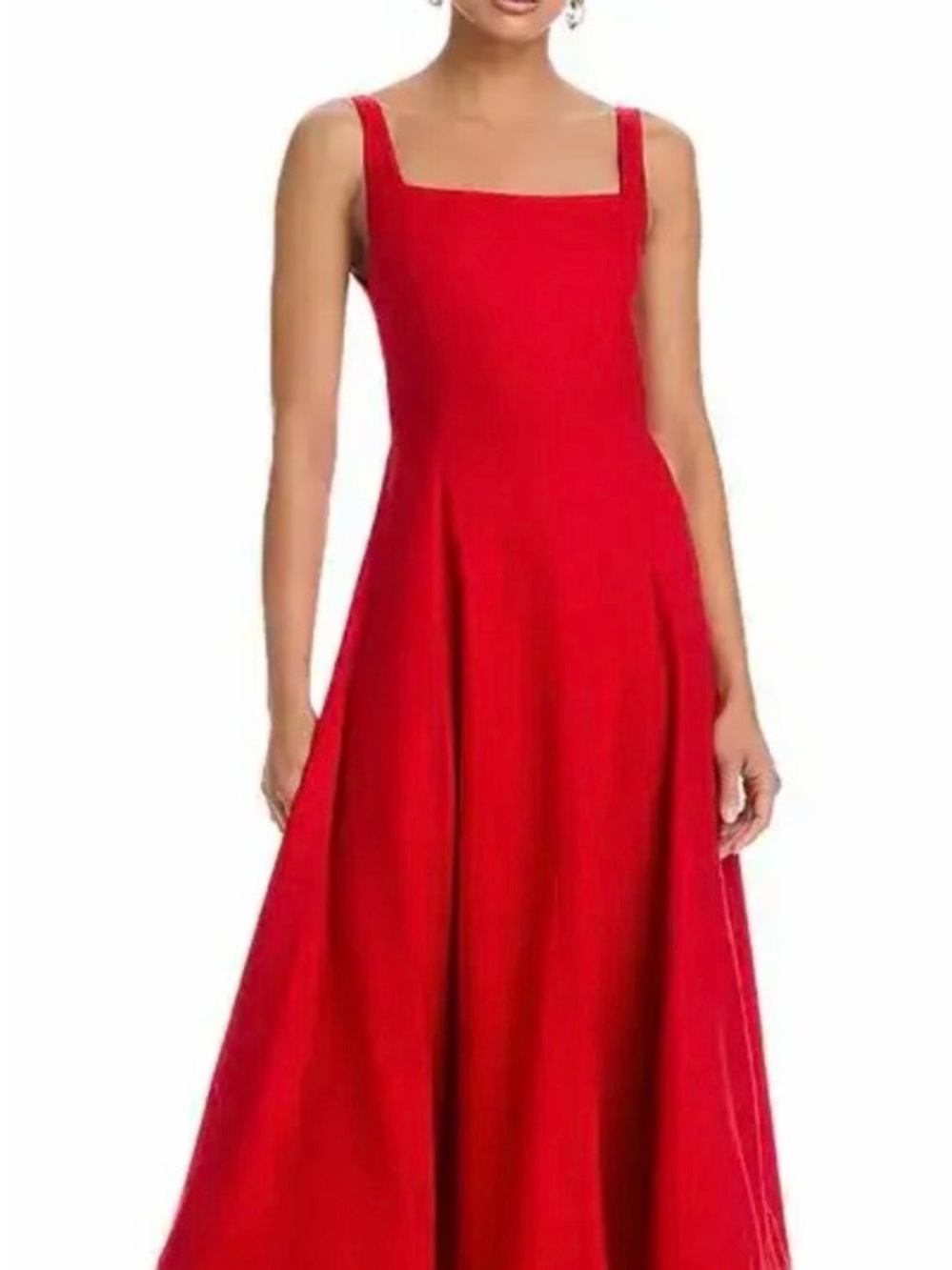 Alice + Olivia Polly Linen Blend tie back Midi Dress in Chili Pepper size 6 NWT